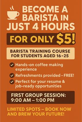 Barista Course (1st group session) 9-1PM