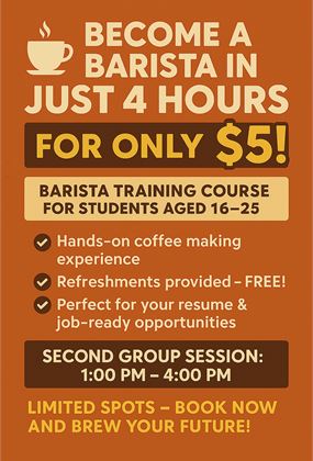 Barista Course (2nd group session) 1-4PM